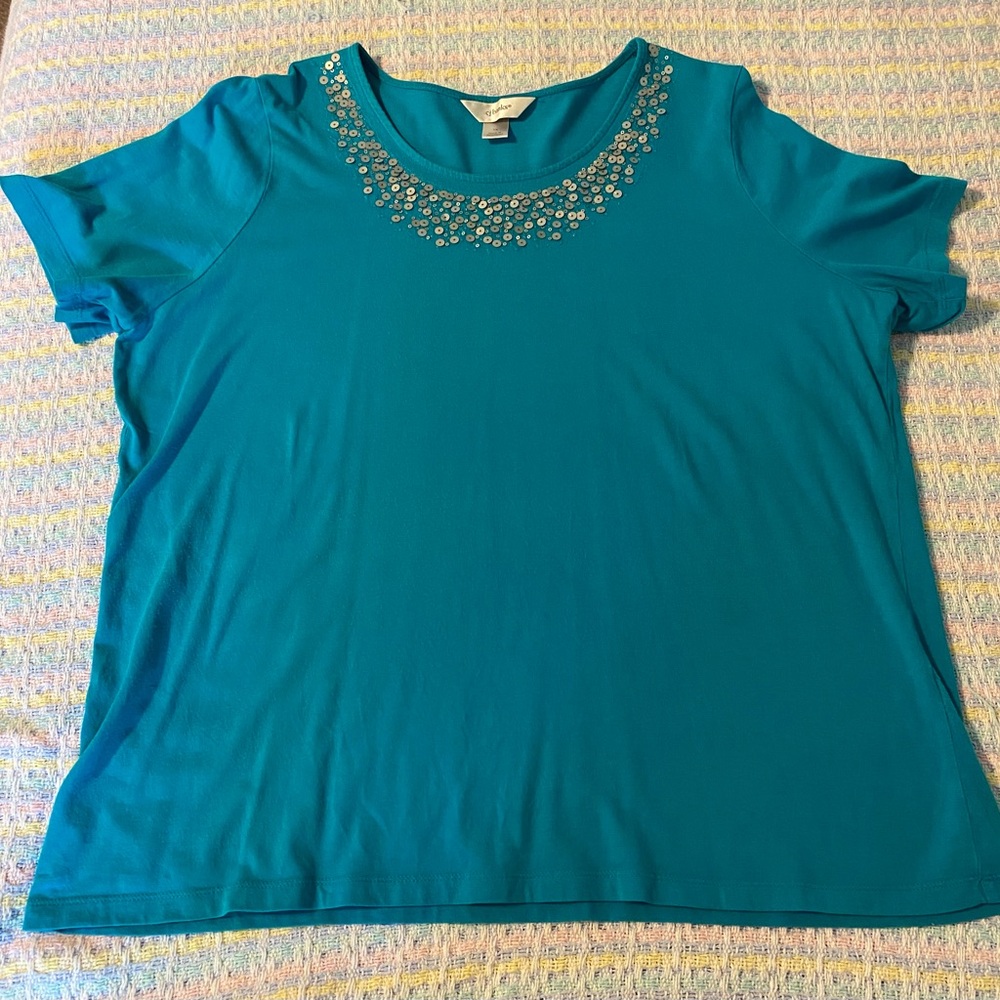 CJ Banks sequin detail tee 1X EUC